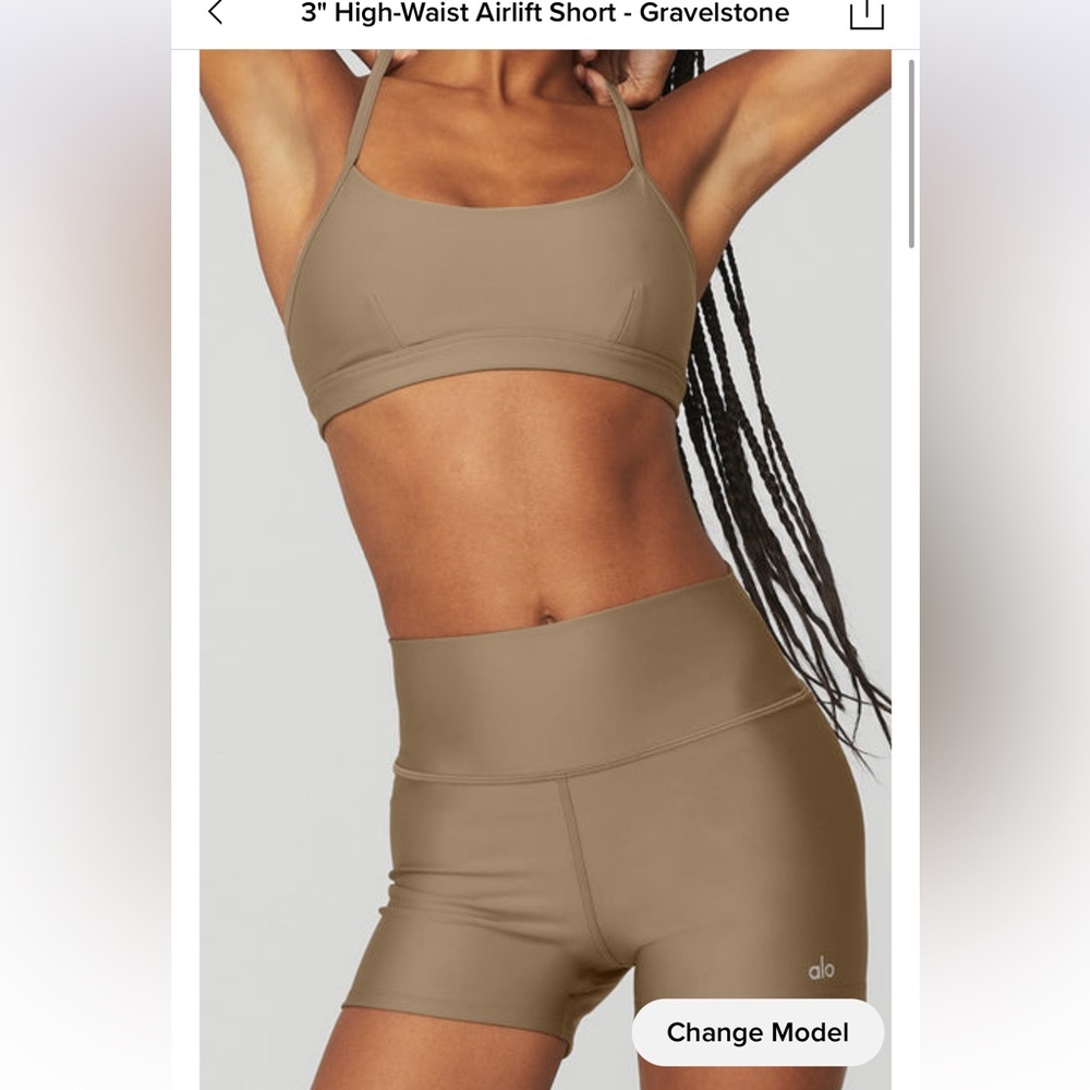3” High-Waist Airlift Short and Airlift Intrigue Bra- Gravelstone